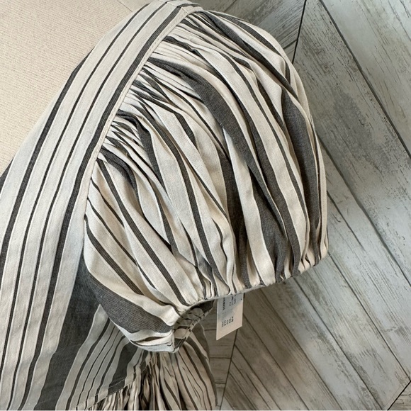 Rebecca Taylor Womens Cotton Square Neck Peplum Top Size 12 Stripe pattern - Picture 3 of 8